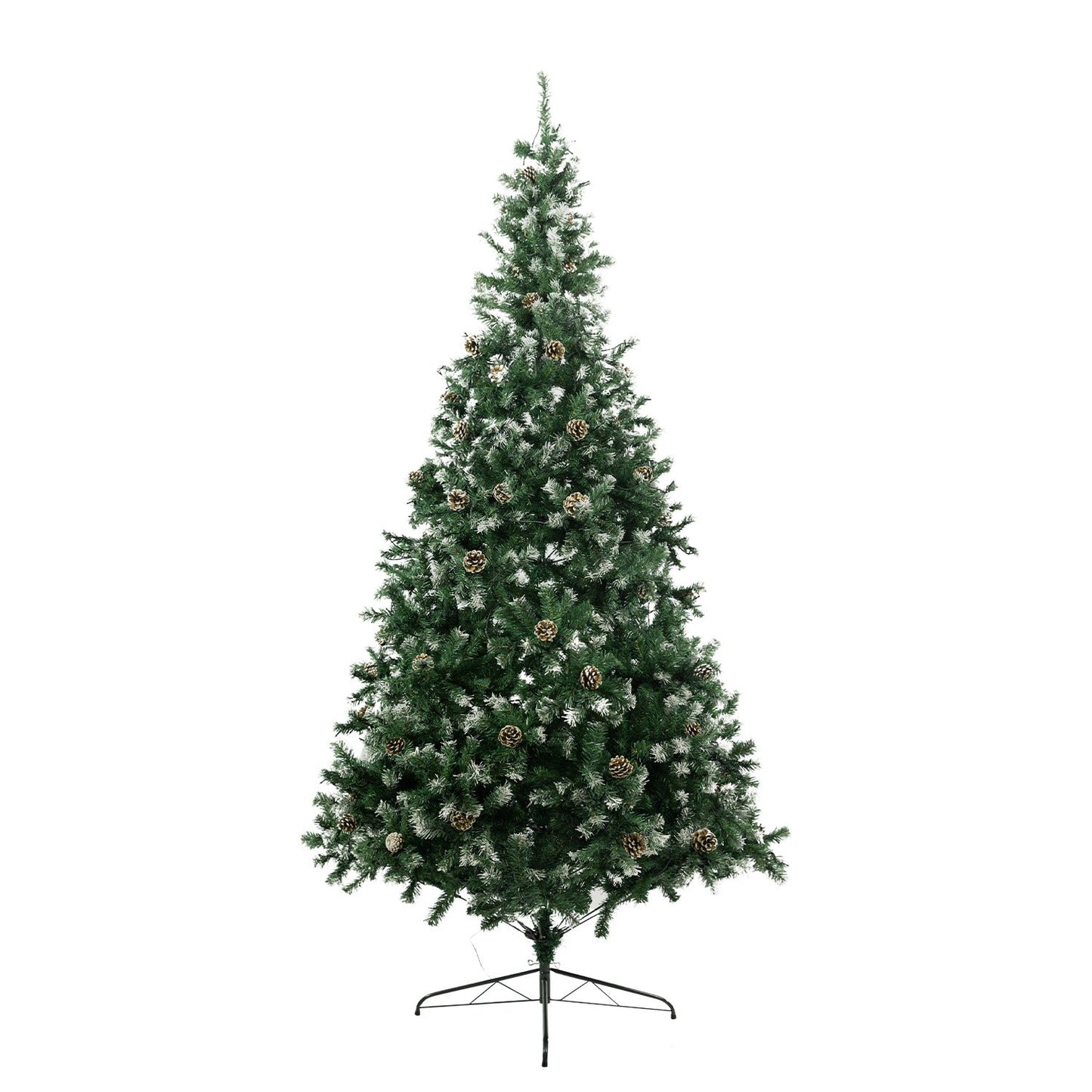 2.7m Pre Lit LED Christmas Tree Decor with Pine Cones Xmas Decorations