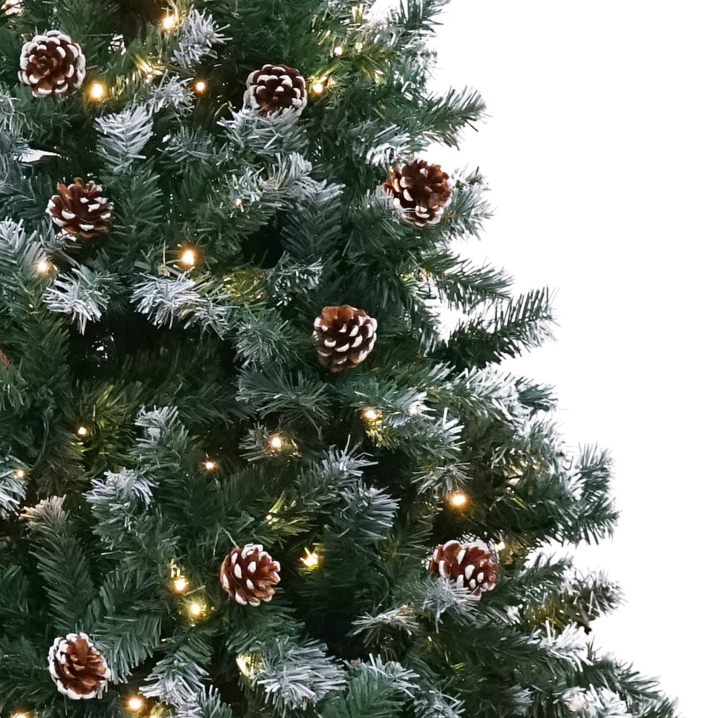 2.7m Pre Lit LED Christmas Tree Decor with Pine Cones Xmas Decorations