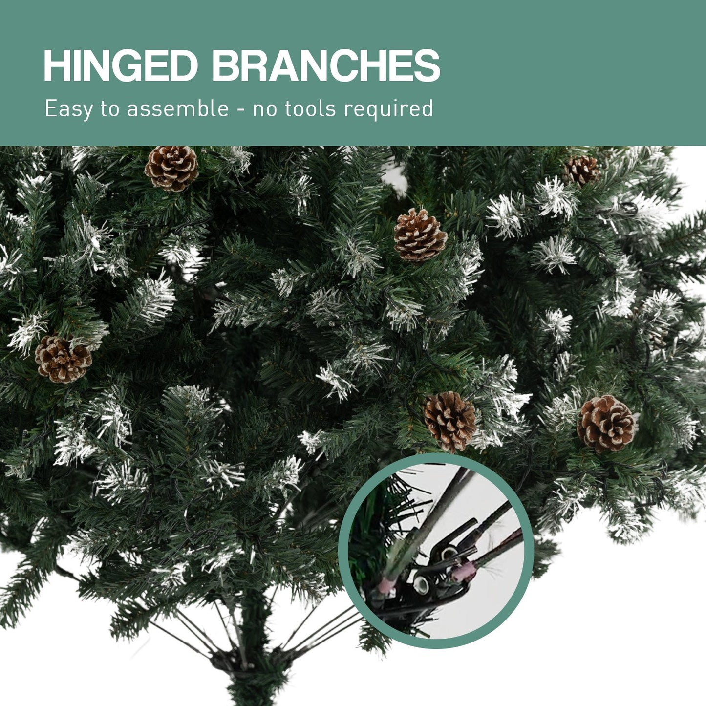 2.7m Pre Lit LED Christmas Tree Decor with Pine Cones Xmas Decorations