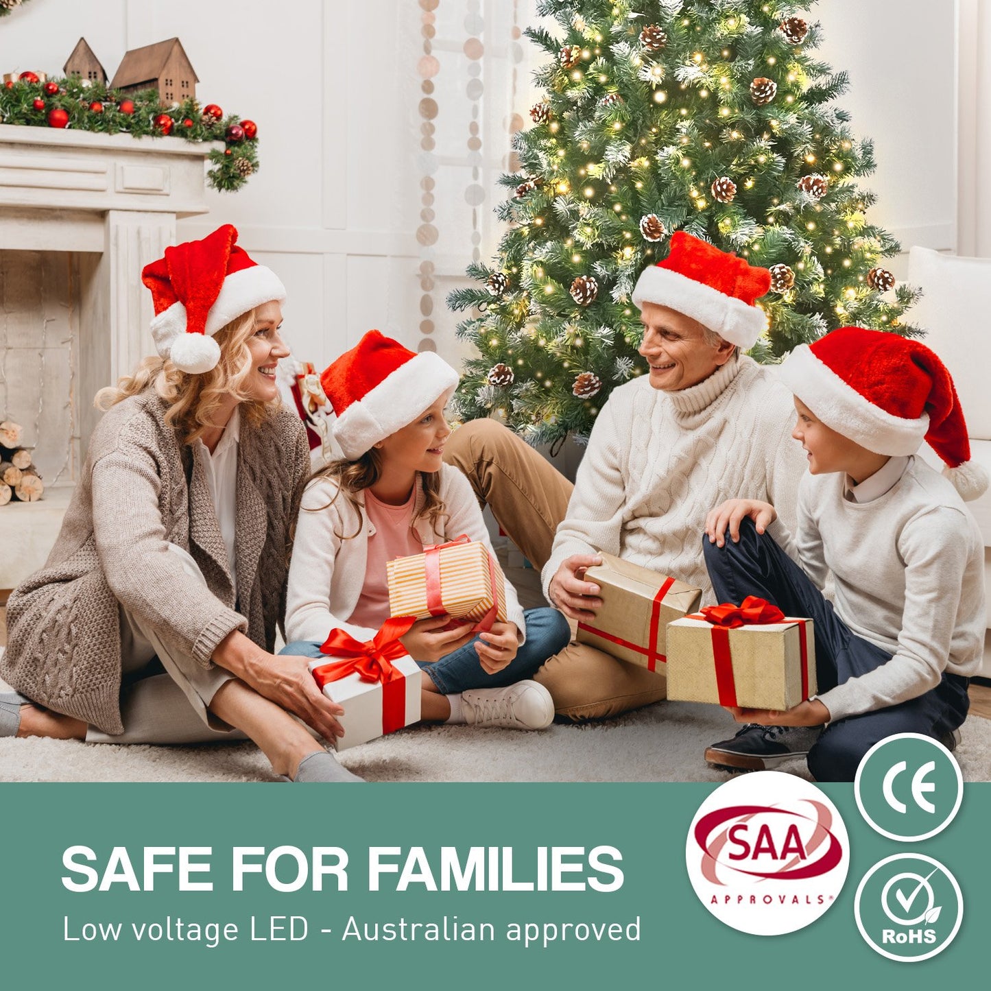 2.7m Pre Lit LED Christmas Tree Decor with Pine Cones Xmas Decorations