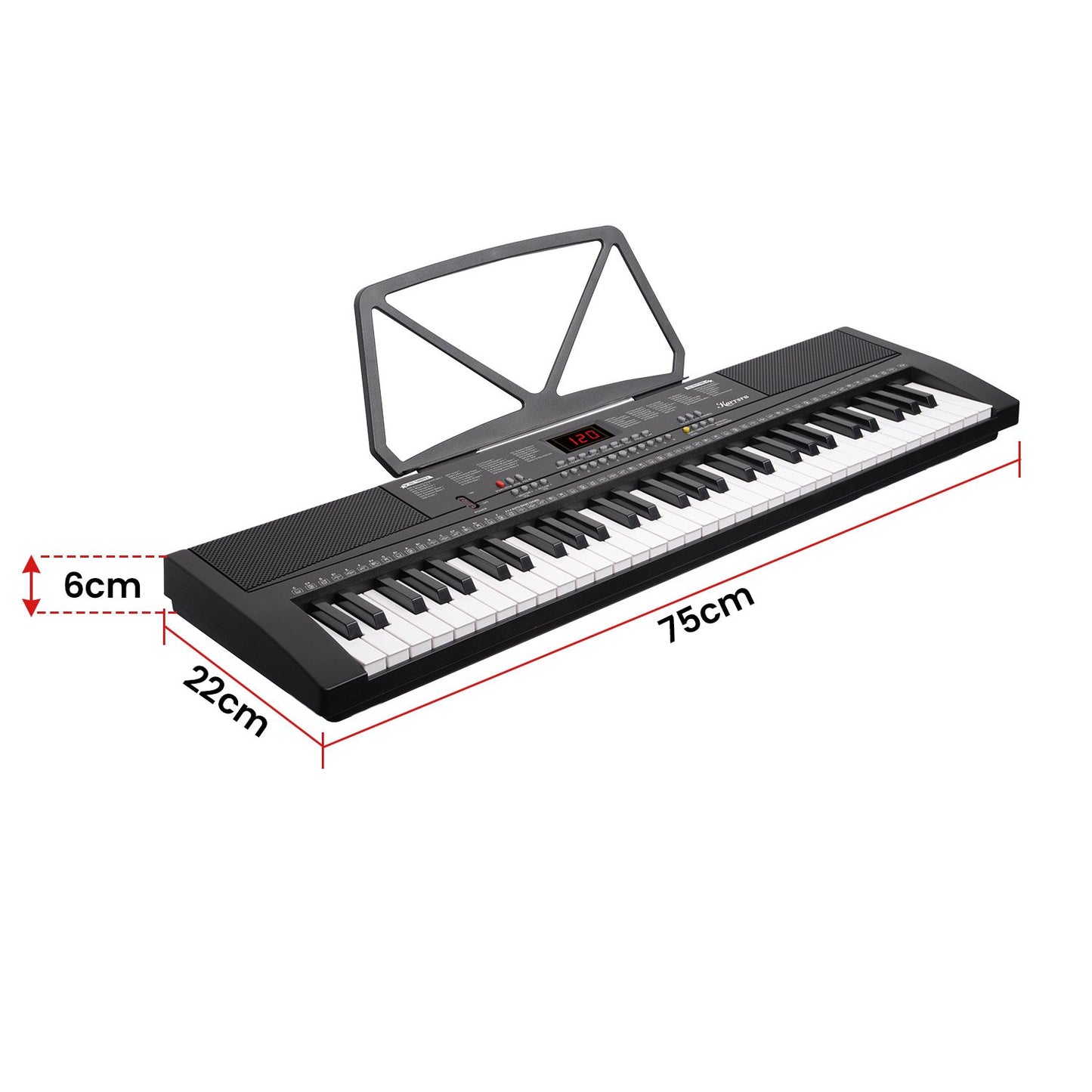 Karrera 61-key Electronic Led Keyboard 75cm Portable Piano In Black With Microphone Input, Headphone Output, 255 Timbres & Rhythms