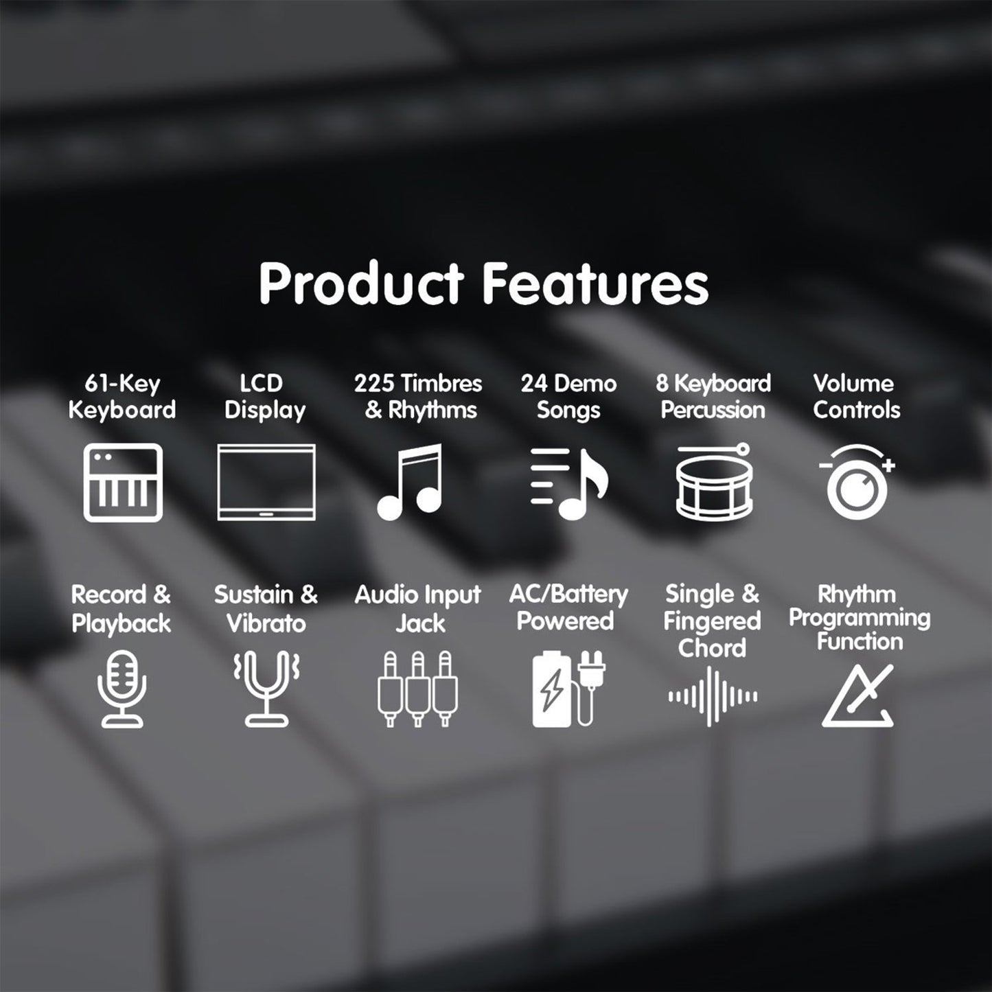 Karrera 61 Keys Electronic LED Keyboard Piano with Stand - Silver