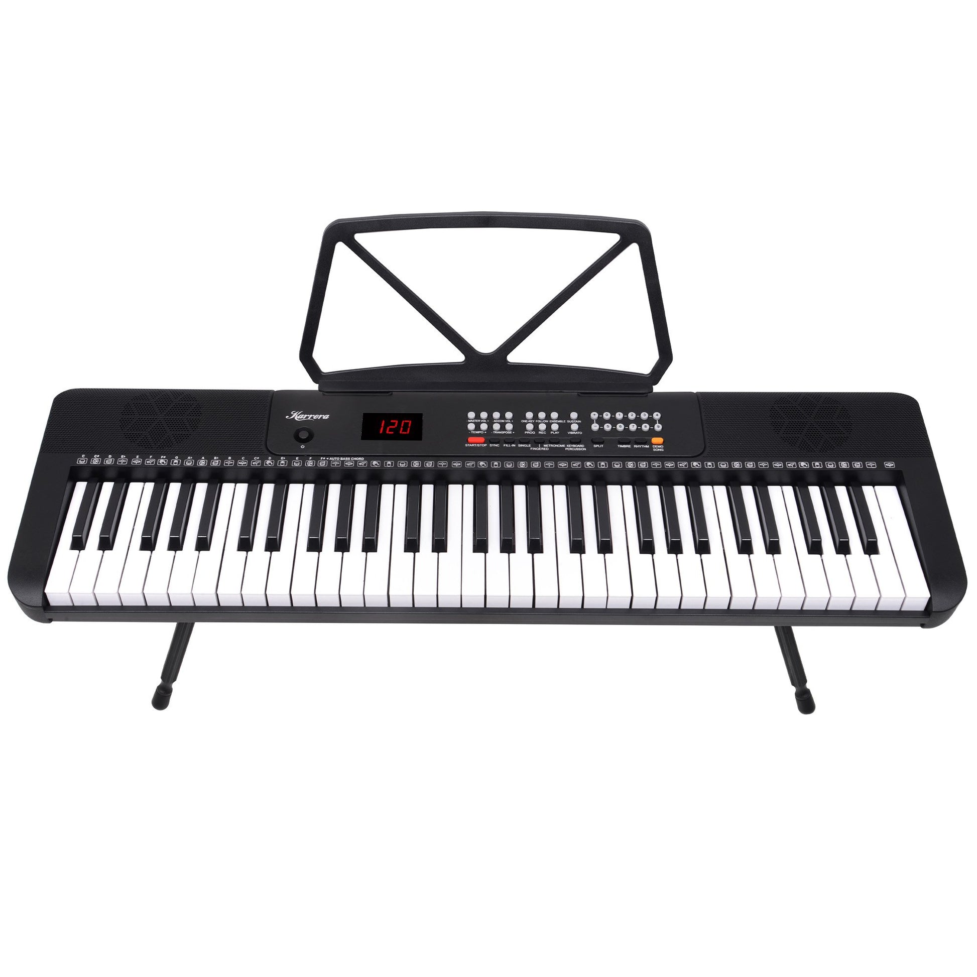 Karrera 61-Key Electronic Piano Keyboard with LED and Folding Stand in Black CHJ-SD1