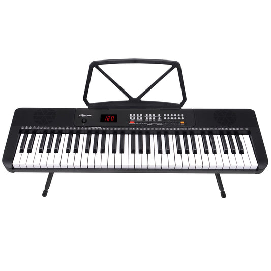 Karrera 61-Key Electronic Piano Keyboard with LED and Folding Stand in Black CHJ-SD1