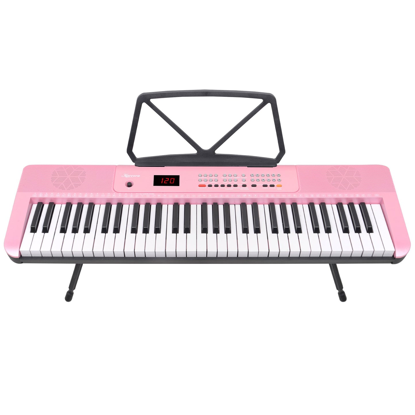 Karrera 61-Key Electronic Piano Keyboard with LED and Folding Stand in Pink CHJ-SD1