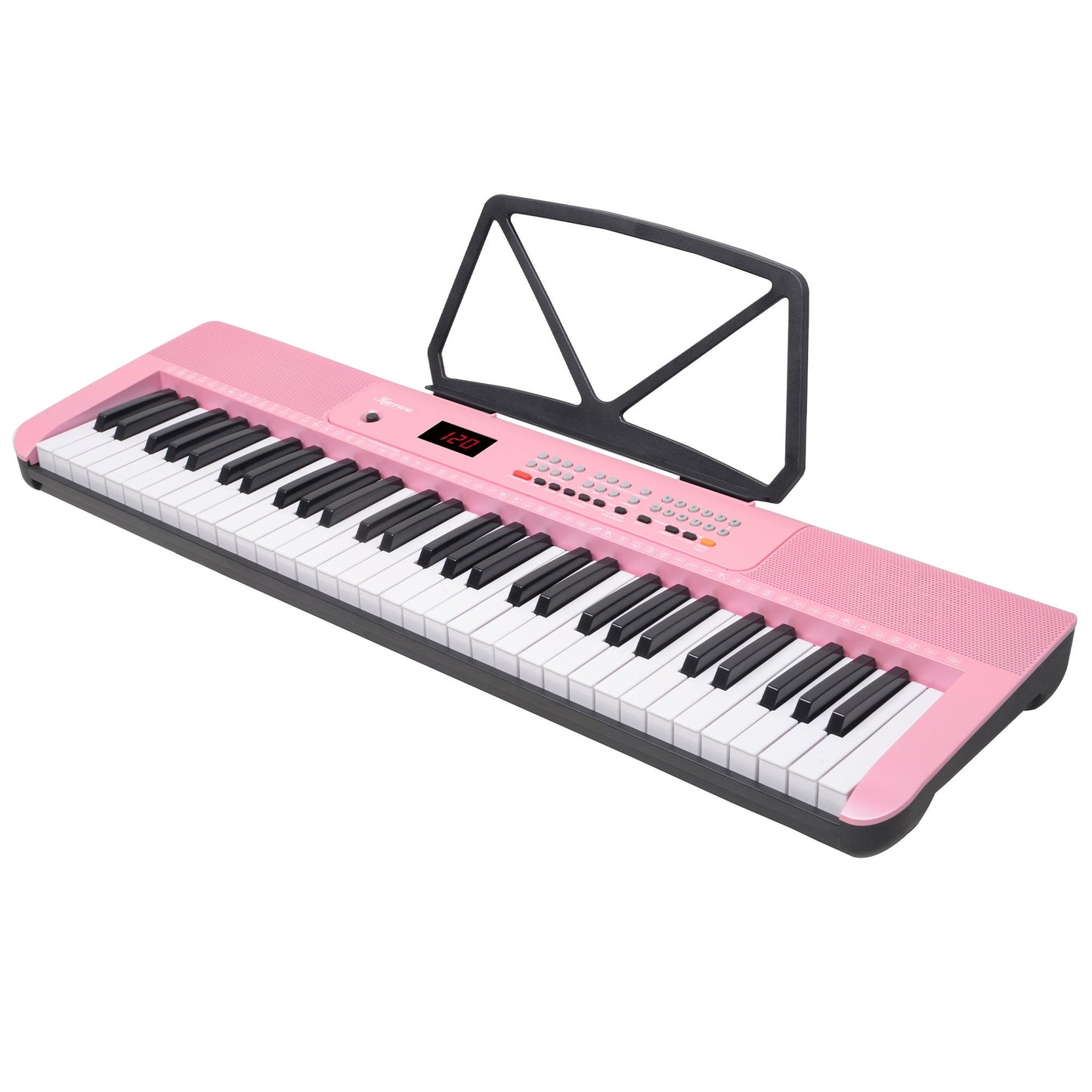 Karrera 61-Key Electronic Piano Keyboard with LED and Folding Stand in Pink CHJ-SD1