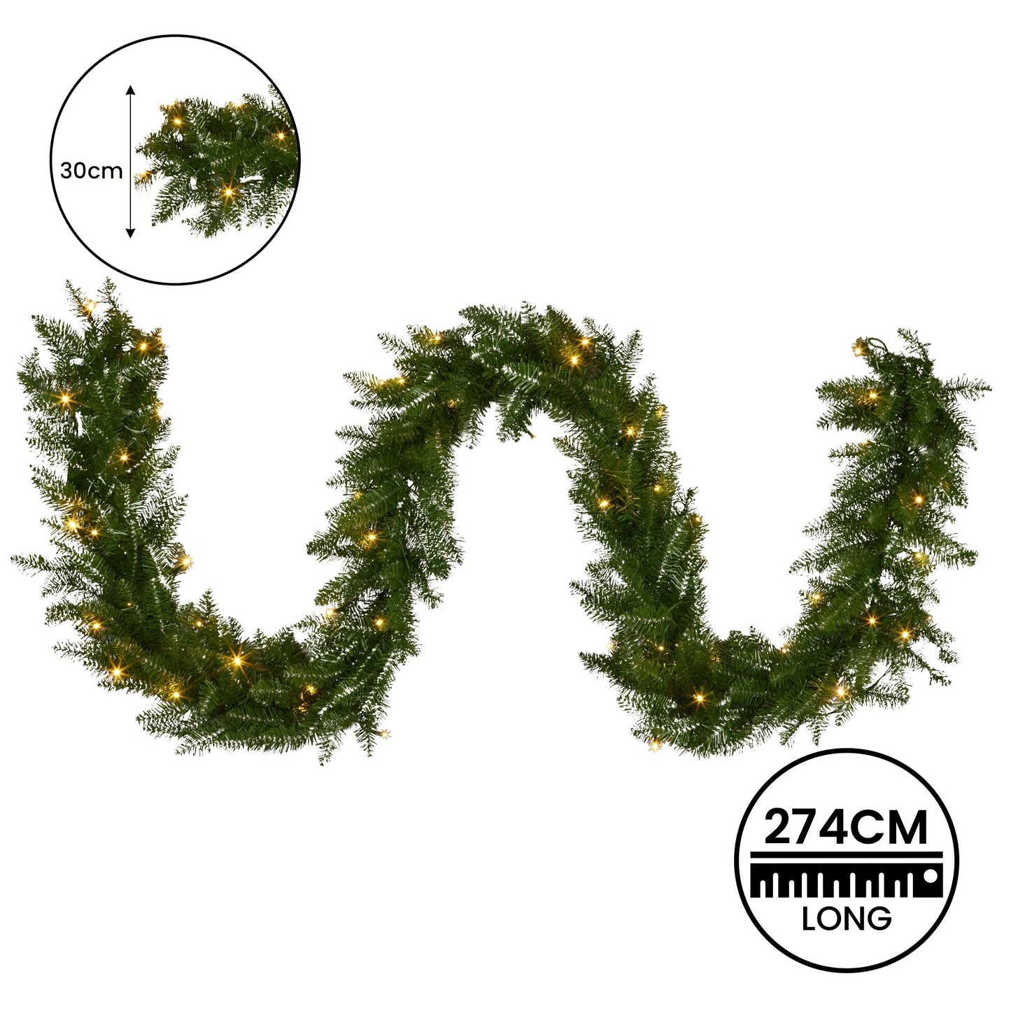 National Tree Company 274cm Dunhill Shimmer Fir Pre-lit Christmas Garland