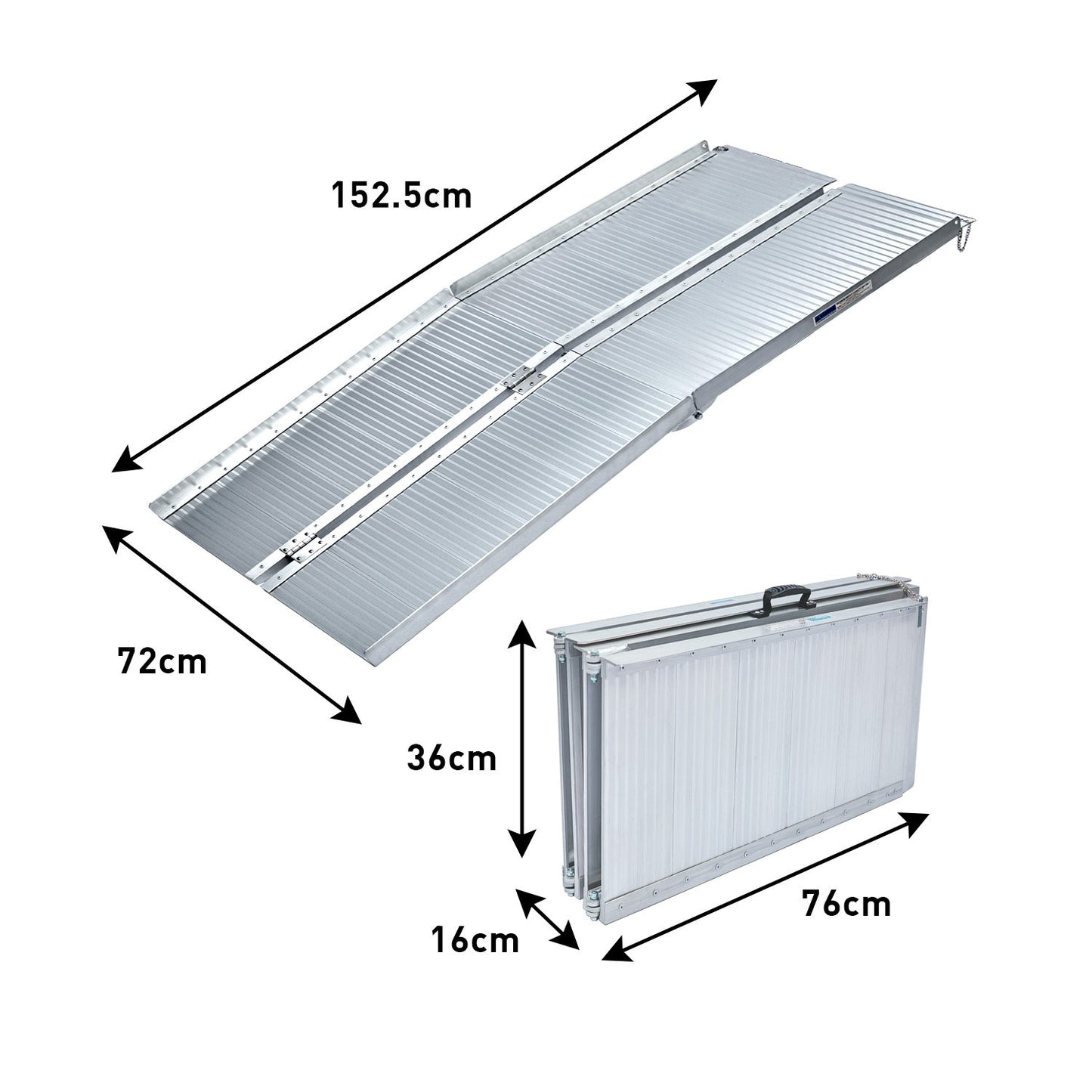 Kartrite 5ft Aluminium Foldable Wheelchair Ramp Non-Slip R02 Silver