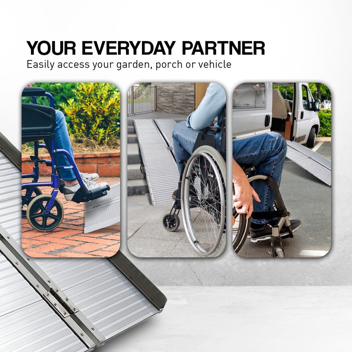 Kartrite 5ft Aluminium Foldable Wheelchair Ramp Non-Slip R02 Silver