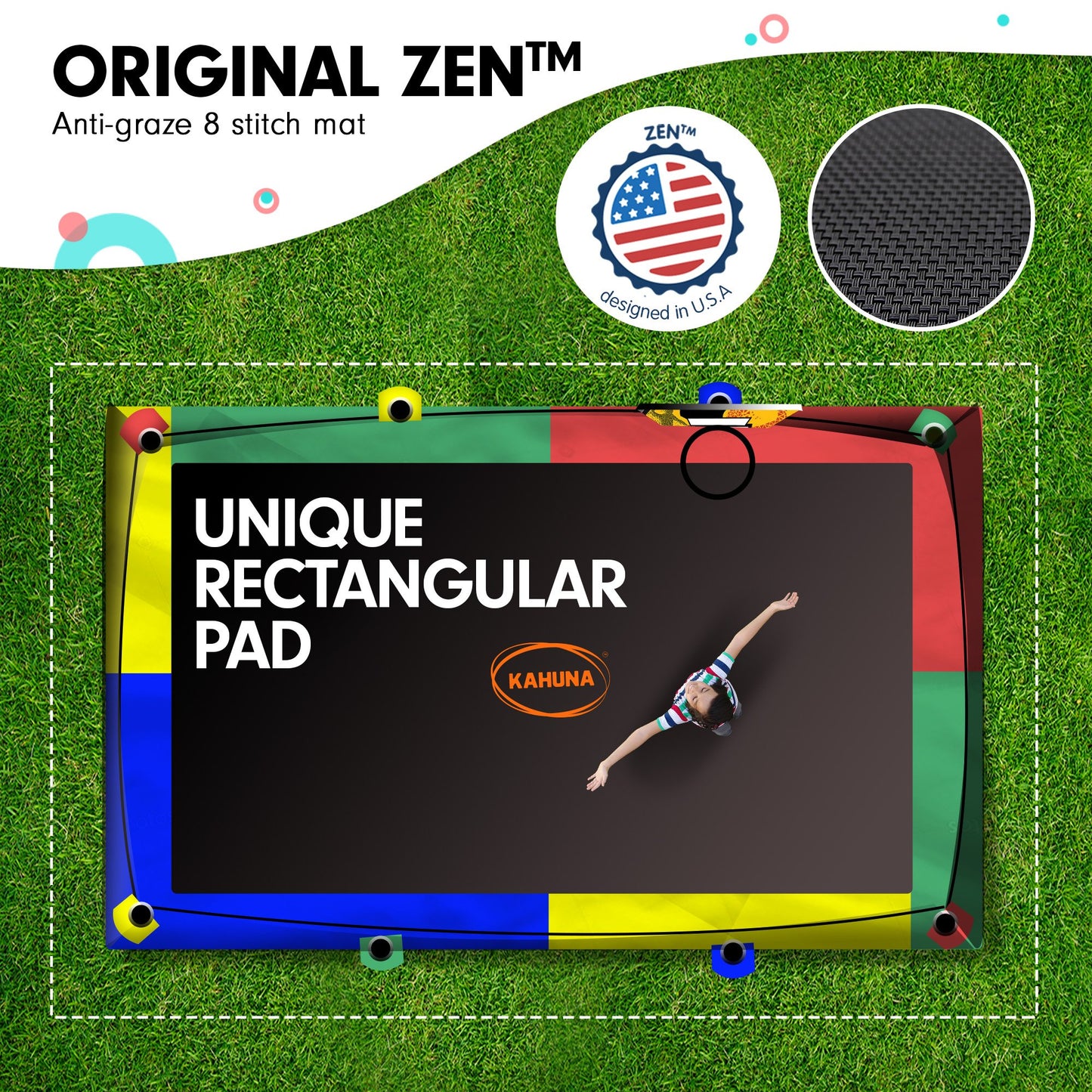 Kahuna 8ft x 11ft Rectangular Trampoline Rainbow Free Safety Net Spring Pad Cover Mat Ladder