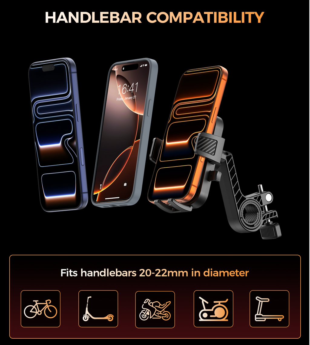 H094 Cycling Phone Holder Bike Handlebar Mount 360-degree Rotation