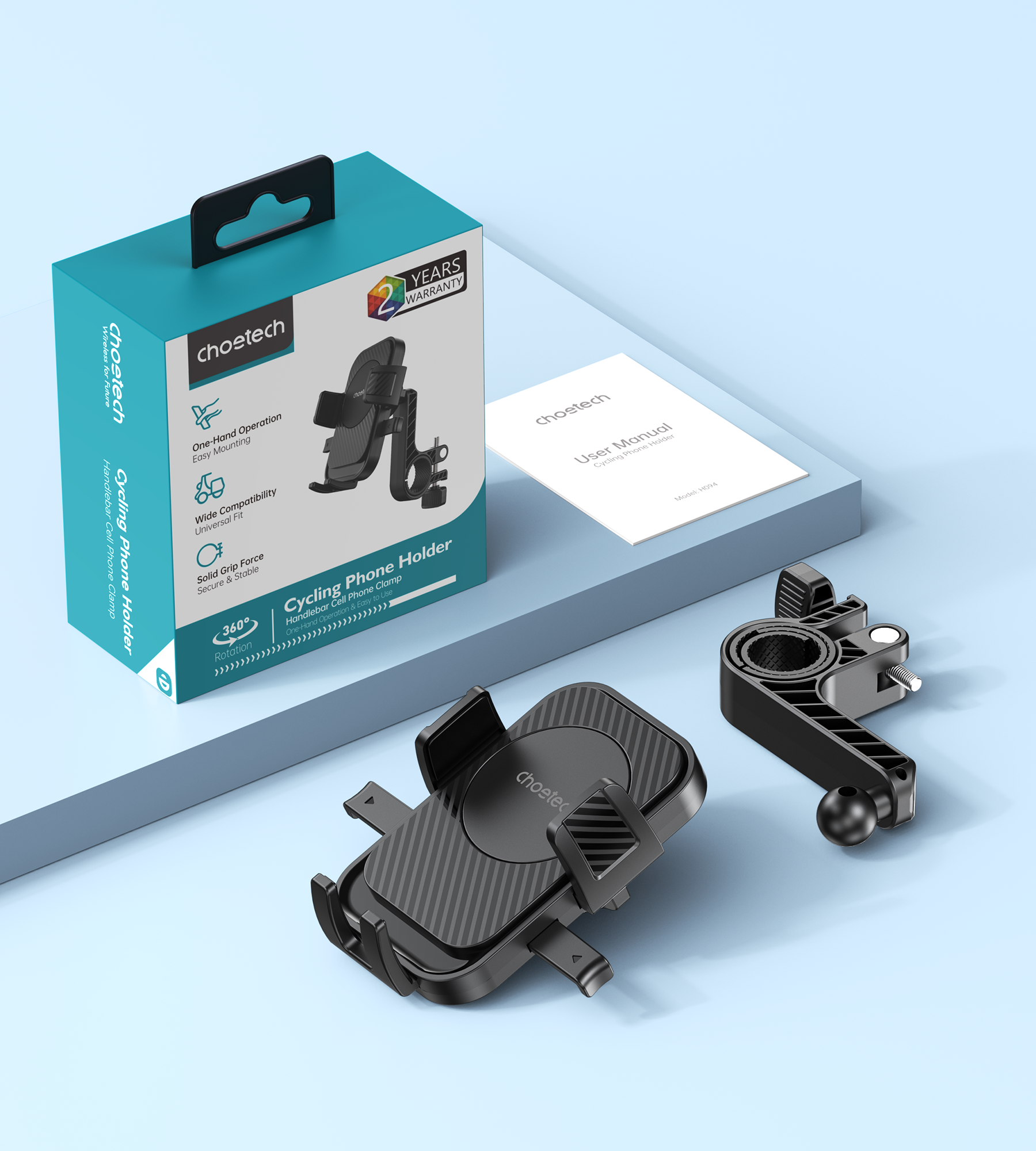 H094 Cycling Phone Holder Bike Handlebar Mount 360-degree Rotation