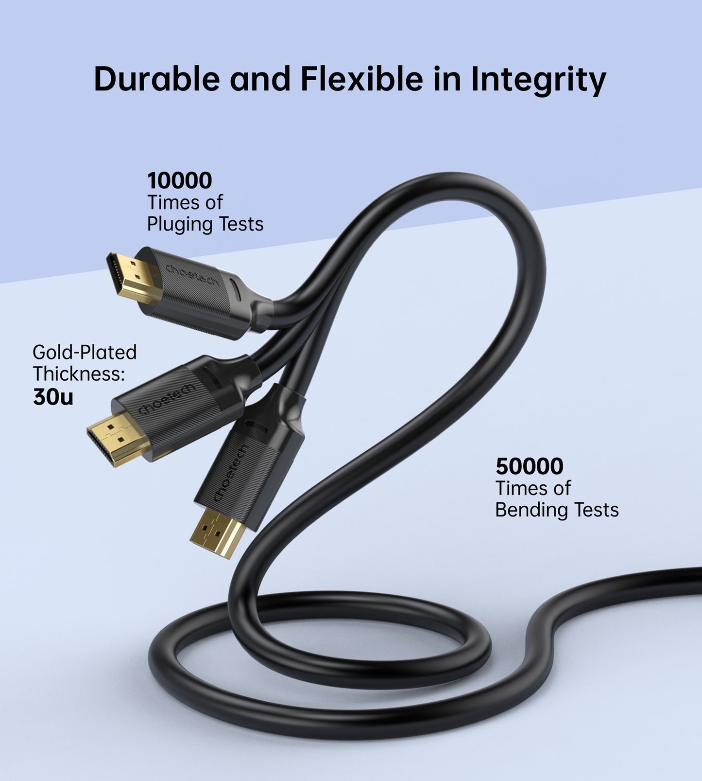 CHOETECH XHH-TP20 8K HDMI 2.1 Cable 8K@60Hz 48Gbps 2M Braided Cable - Black