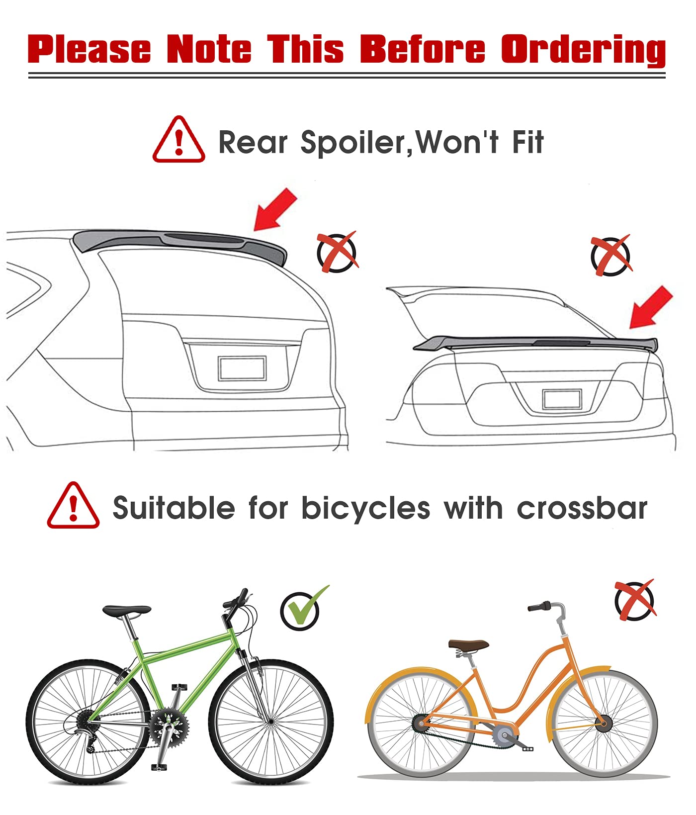 3 Bike Universal Cycle Bicycle Car Rear Carrier Rack Hanger Mount for Car Sedan Hatchback Minivan SUV