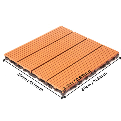 10PCS Interlocking Patio Deck Tiles 30cm x 30cm Outdoor Wood Flooring for Patio Garden Balcony Poolside