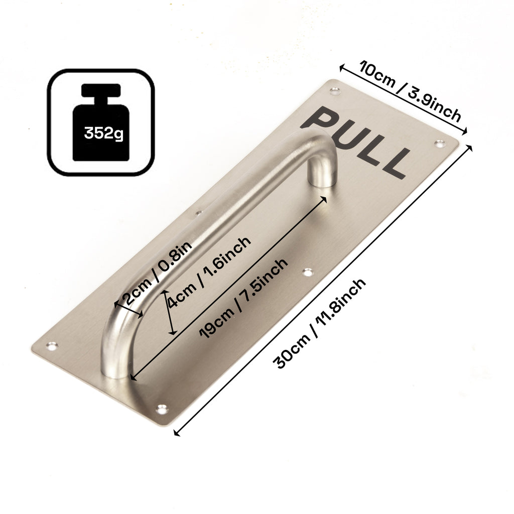 304 Stainless Steel  Commercial Door Pull Push Handle Plate Set for Bathrooms, Stairwell Fire Doors etc