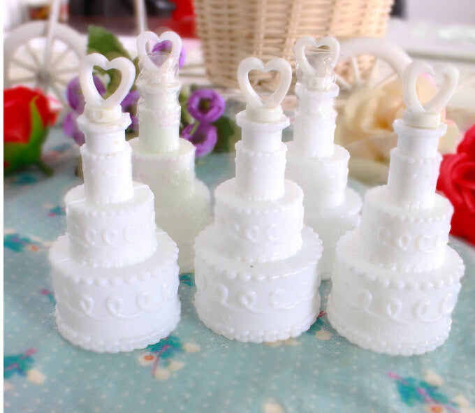 50 Pack Wedding Cake Blow Bubble Bottles White Plastic 6cm High Bomboniere Favour Guest Gift