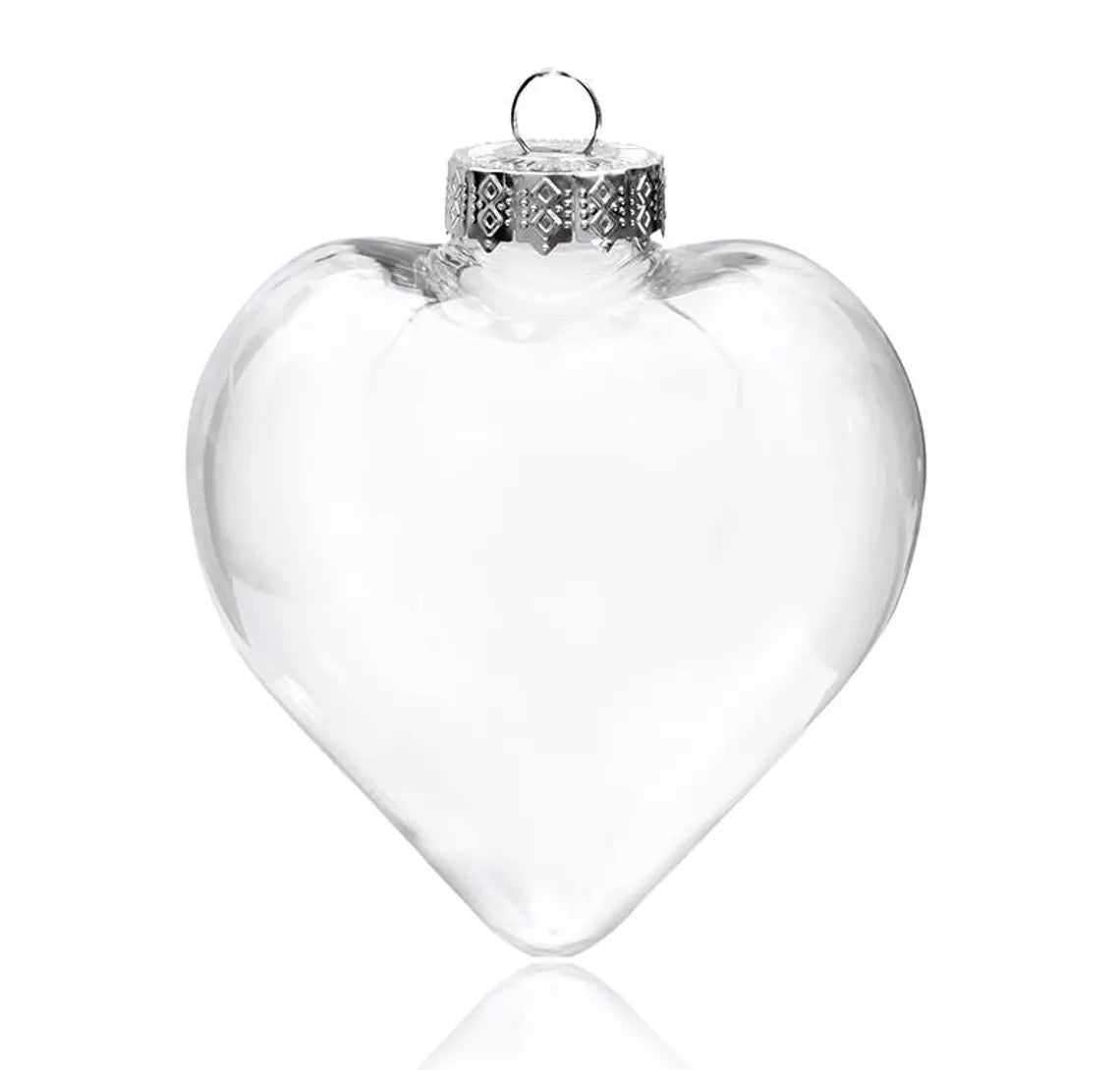 50 Wholesale Pack Iridescent Glass Heart Ornaments Fillable Baubles for Christmas Party Wedding DIY Craft Decorations