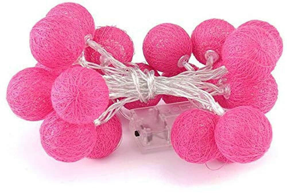 20 Ball HOT Pink 3m String Light Battery Box 5cm Cotton Ball  Christmas Birthday Bbay Girl Special Occasion Decoration