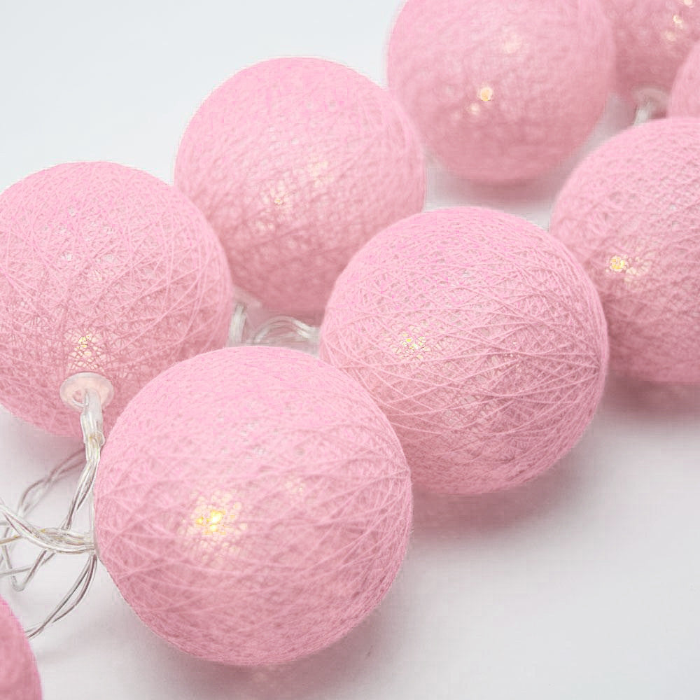 20 Ball Pastel Pink 3m String Light Battery Box 5cm Cotton Ball  Christmas Birthday Bbay Girl Special Occasion Decoration
