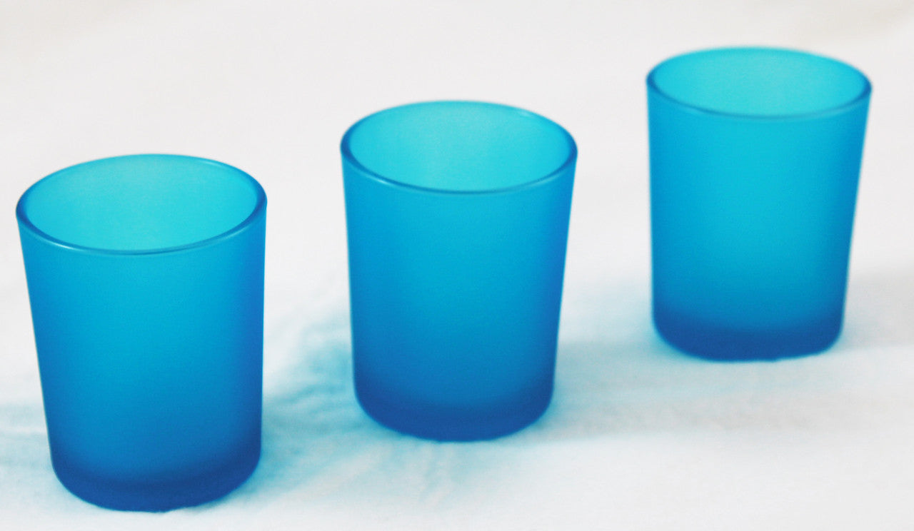 20 Pack Turquoise Frosted Glass Votive Tealight Candle Holders House Party Centerpiece Xmas Wedding Decor Glass Candlestick Party Decorations Bridal Baby Shower Event