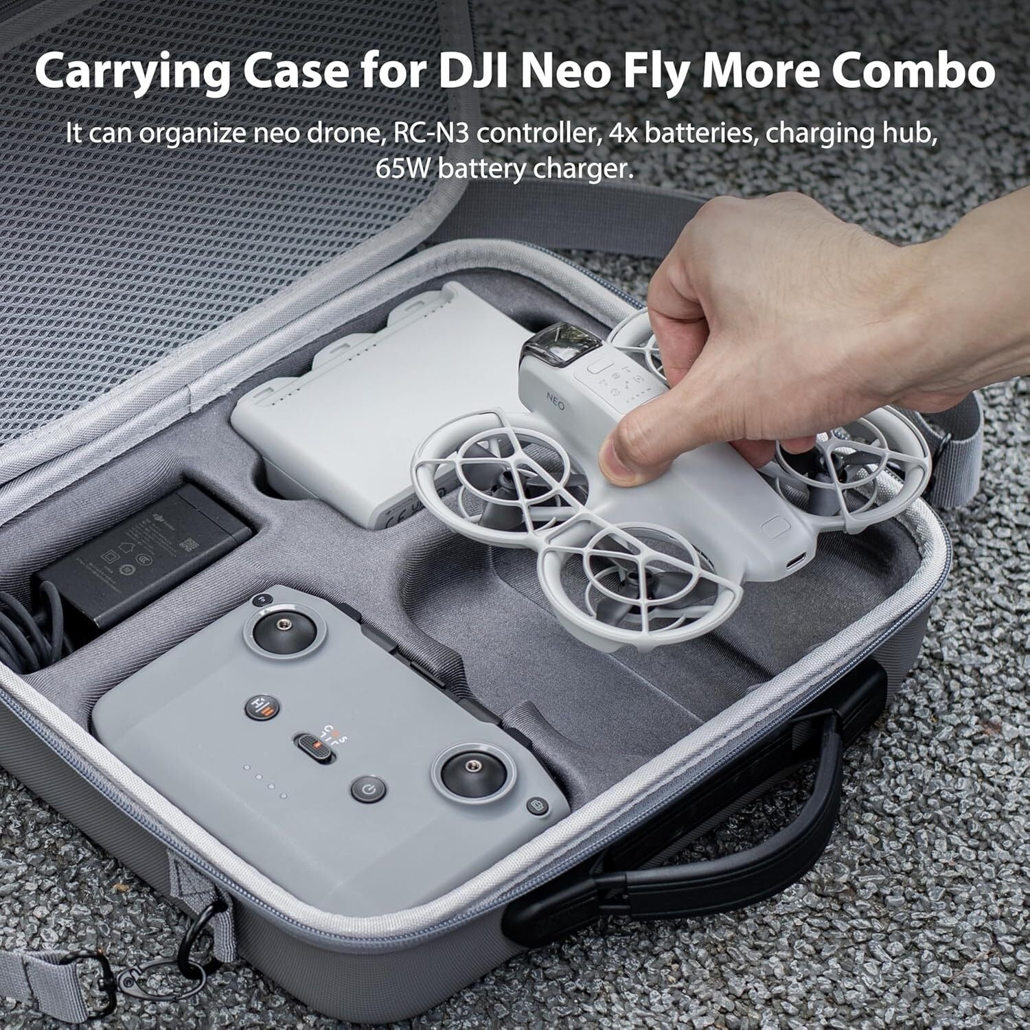 Carrying Case for DJI Neo Portable PU Storage Protective Bag for DJI Neo Fly More Combo Accessories, Compatible with RC-N3 Remote Controller, Neo Intelligent Flight Battery, Charging Hub