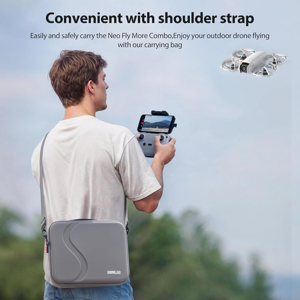 Carrying Case for DJI Neo Portable PU Storage Protective Bag for DJI Neo Fly More Combo Accessories, Compatible with RC-N3 Remote Controller, Neo Intelligent Flight Battery, Charging Hub