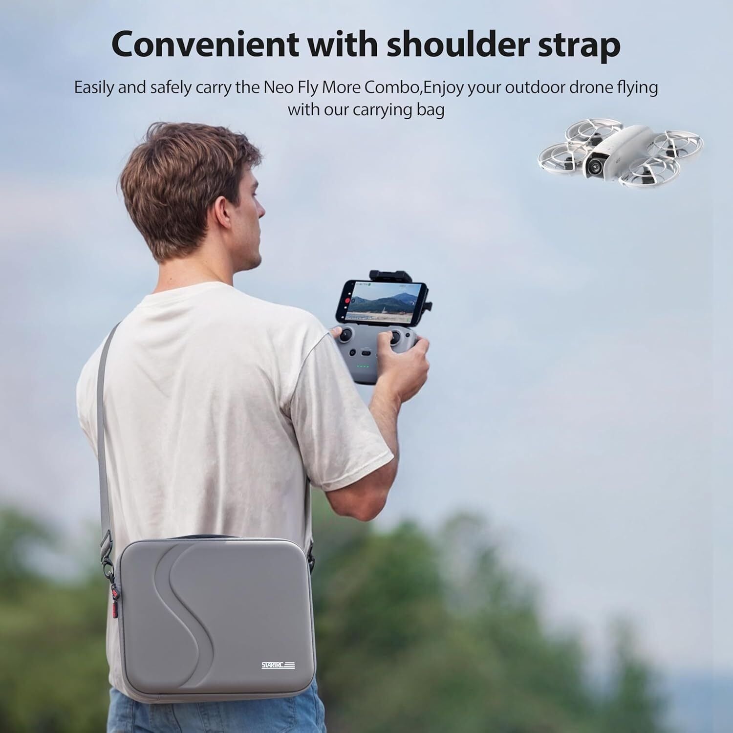 Carrying Case for DJI Neo Portable PU Storage Protective Bag for DJI Neo Fly More Combo Accessories, Compatible with RC-N3 Remote Controller, Neo Intelligent Flight Battery, Charging Hub
