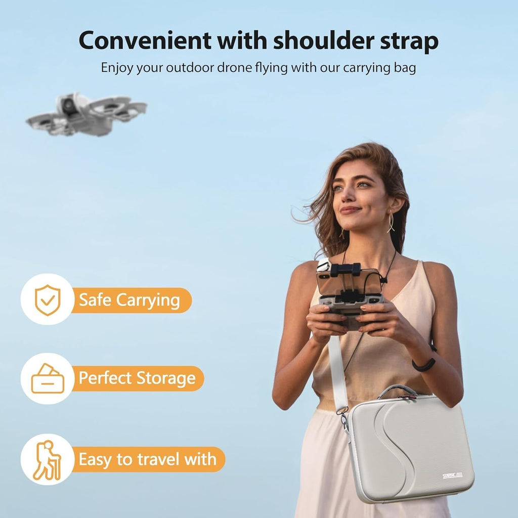 Carrying Case for DJI Neo Portable PU Storage Protective Bag for DJI Neo Fly More Combo Accessories, Compatible with RC-N3 Remote Controller, Neo Intelligent Flight Battery, Charging Hub