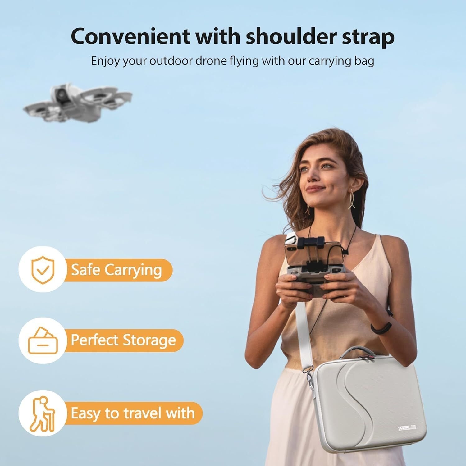 Carrying Case for DJI Neo Portable PU Storage Protective Bag for DJI Neo Fly More Combo Accessories, Compatible with RC-N3 Remote Controller, Neo Intelligent Flight Battery, Charging Hub