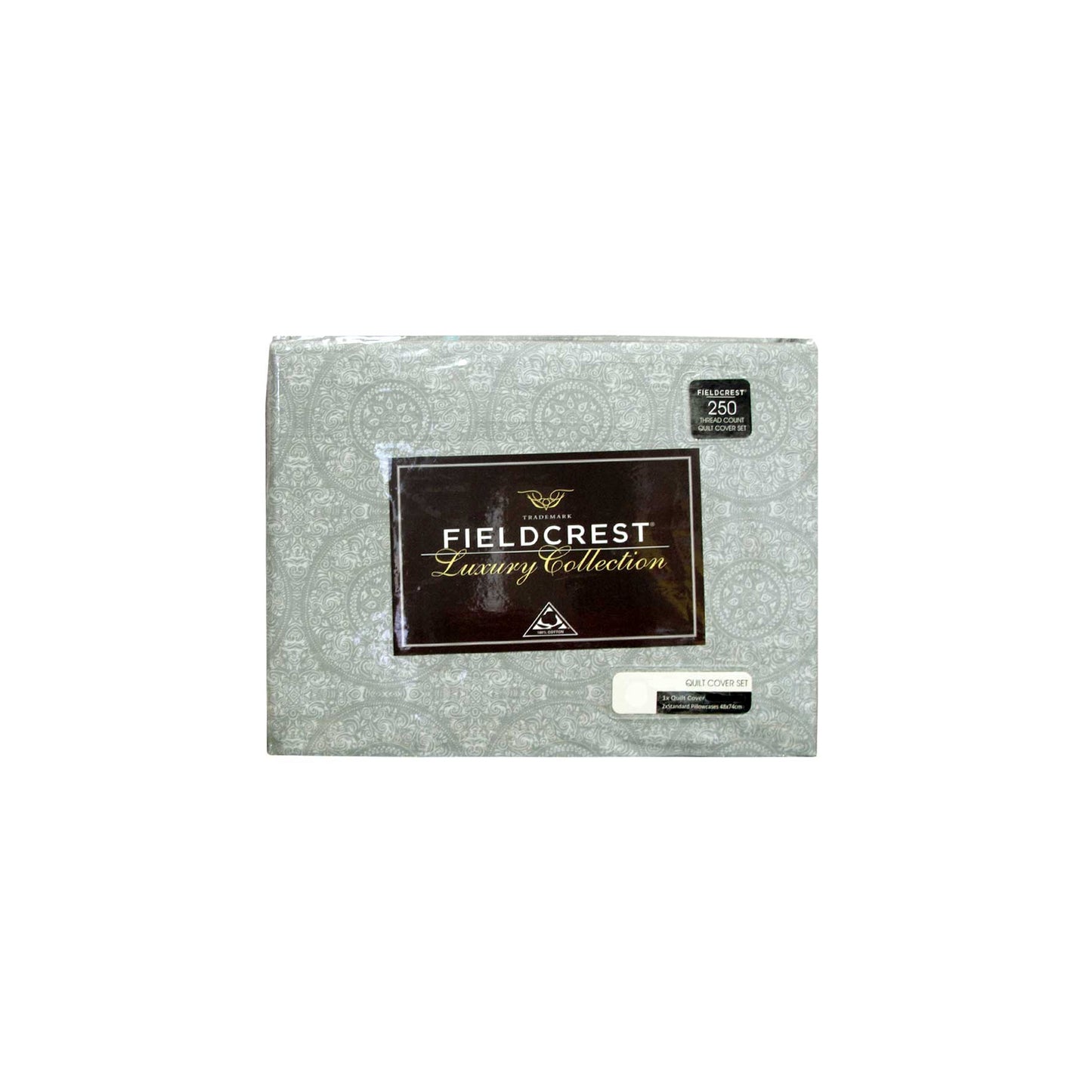 Fieldcrest Cotton Reversible Mandala Silver Quilt Cover Set Queen