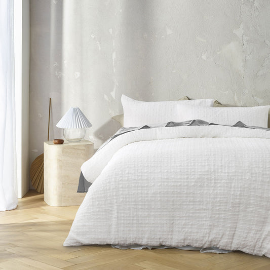 Accessorize Augusta White Ruched Quilt Cover Set King