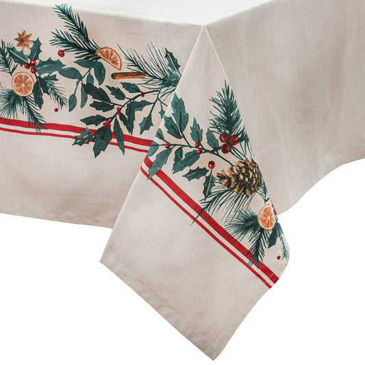 100% Cotton Evergreen Festive Christmas Holiday Tablecloth 150 x 230 cm
