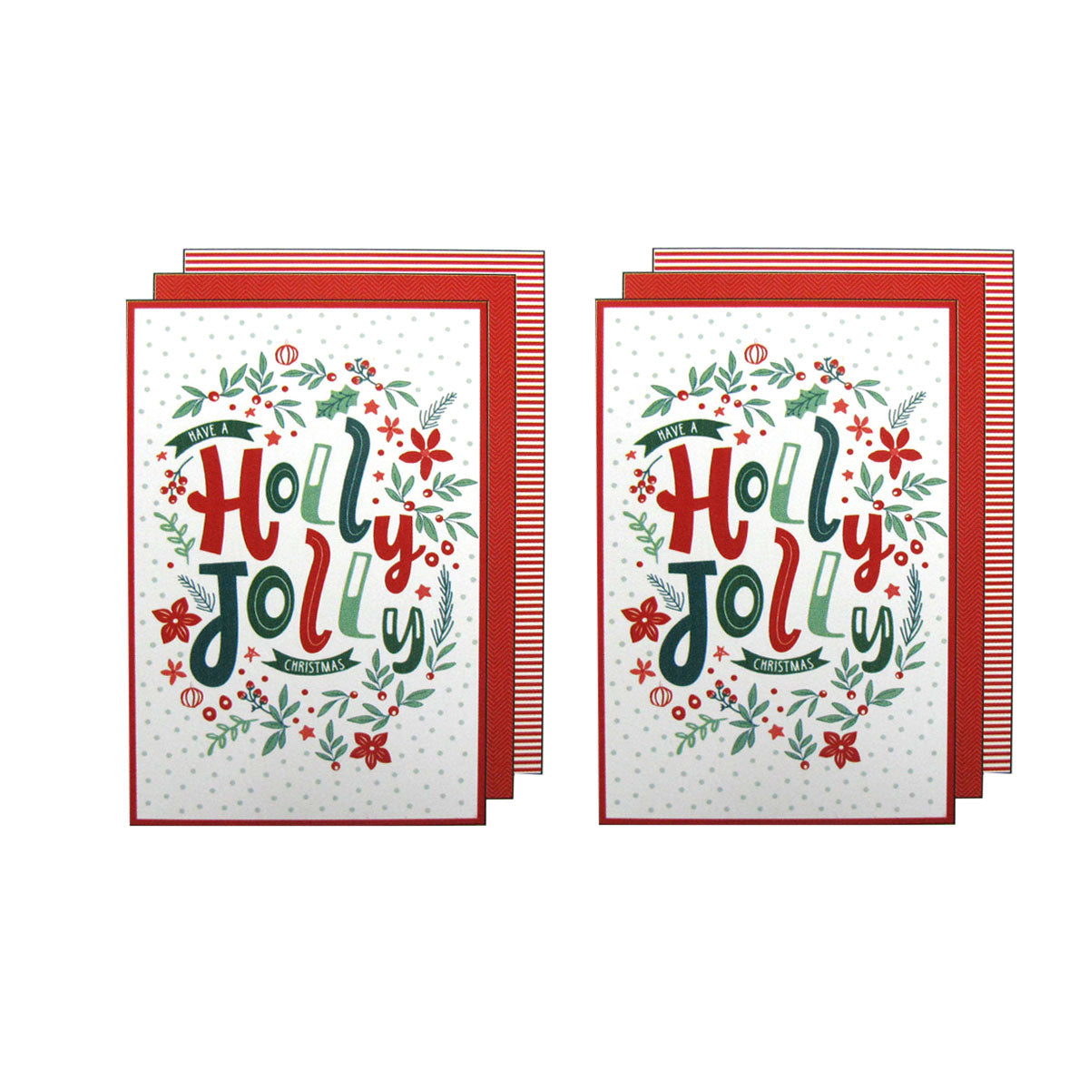 Joyful Jolly Christmas Set of 6 Cotton Kitchen Towels Red
