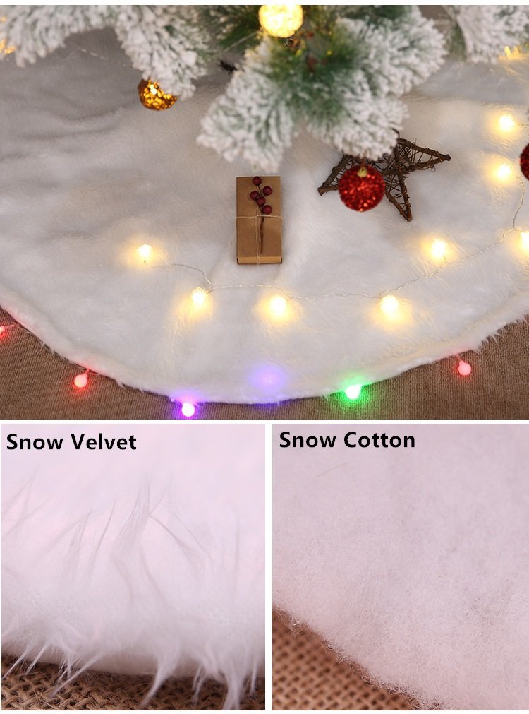 60/78/90/122cm Christmas Snow Plush Tree Skirt Xmas Base Floor Mat Cover Decor, 78cm (30.7 inch)