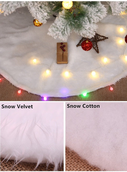 60/78/90/122cm Christmas Snow Plush Tree Skirt Xmas Base Floor Mat Cover Decor, 78cm (30.7 inch)