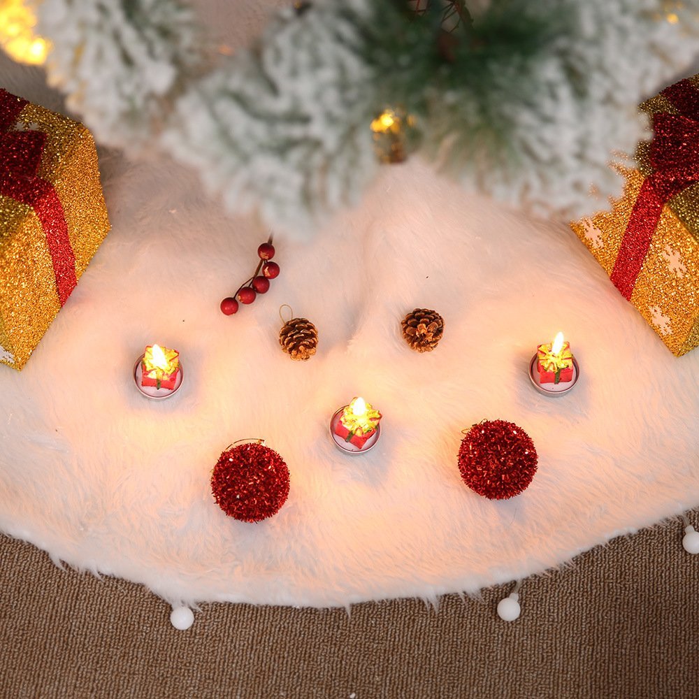 60/78/90/122cm Christmas Snow Plush Tree Skirt Xmas Base Floor Mat Cover Decor, 78cm (30.7 inch)