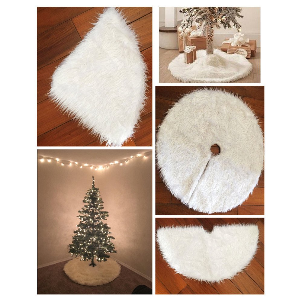 60/78/90/122cm Christmas Snow Plush Tree Skirt Xmas Base Floor Mat Cover Decor, 78cm (30.7 inch)