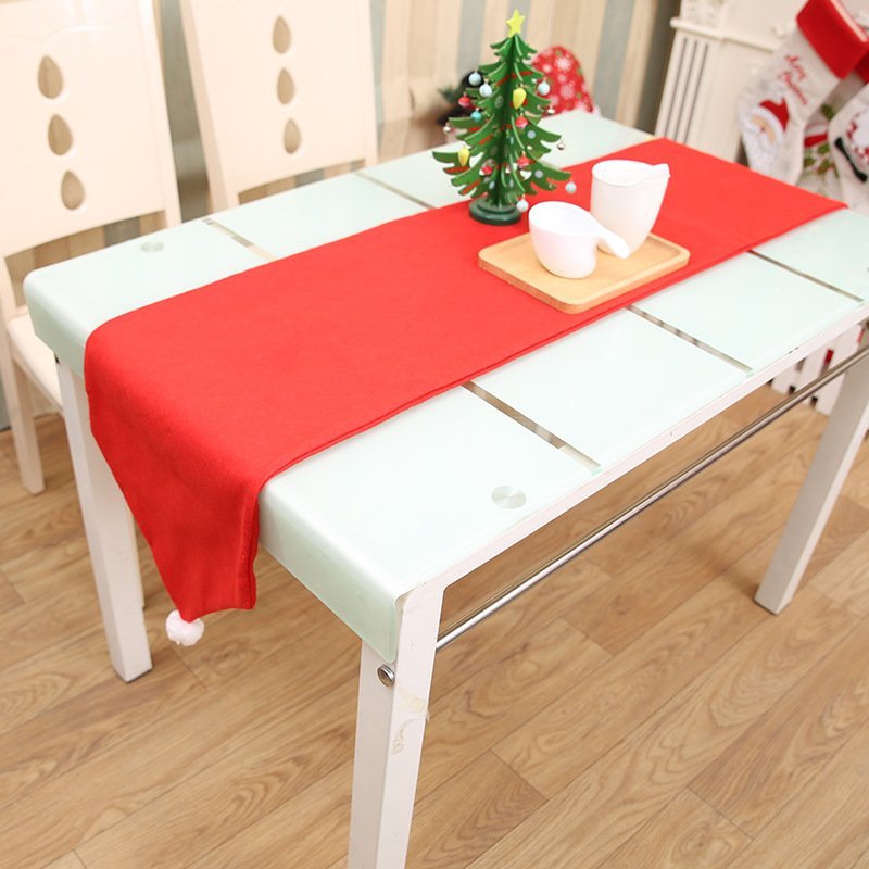 6-10x Christmas Santa Hat Chair Covers Table Cloth Dinner Home D¨¦cor Ornaments, Table Runner (34x176 cm)
