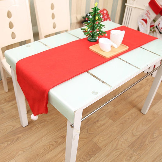 6-10x Christmas Santa Hat Chair Covers Table Cloth Dinner Home D¨¦cor Ornaments, Table Runner (34x176 cm)
