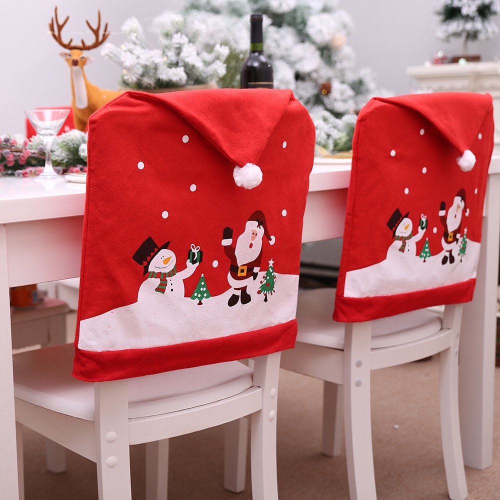 6-10x Christmas Santa Hat Chair Covers Table Cloth Dinner Home D¨¦cor Ornaments, Table Runner (34x176 cm)