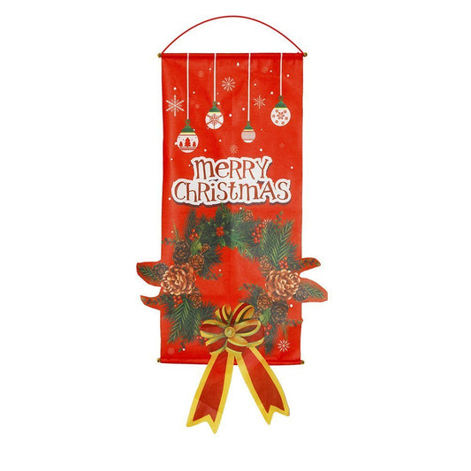 Christmas Hanging Banner Flag Door Window D¨¦cor Santa Reindeer Snowman Ornaments, Wreath