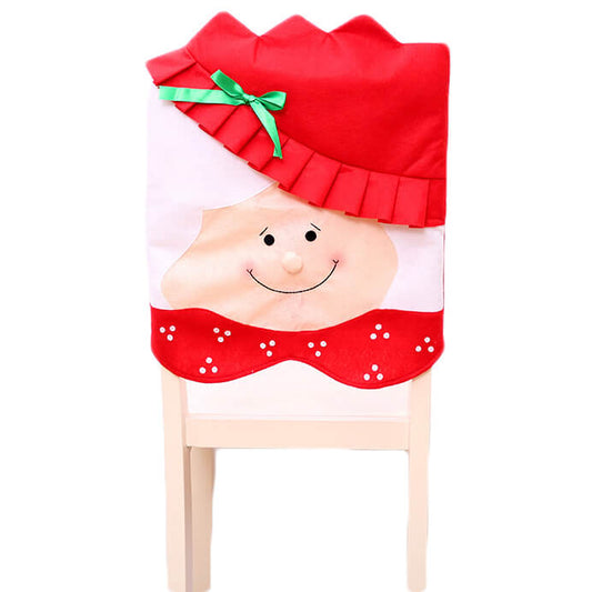 6x Christmas Cute Lady Santa Hat Chair Covers Dinner Home D¨¦cor Ornaments Gift, Mrs Santa