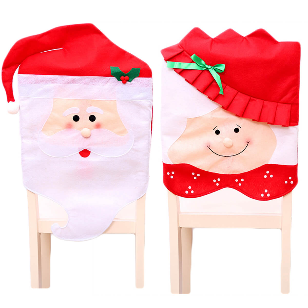 6x Christmas Cute Lady Santa Hat Chair Covers Dinner Home D¨¦cor Ornaments Gift, Mrs Santa