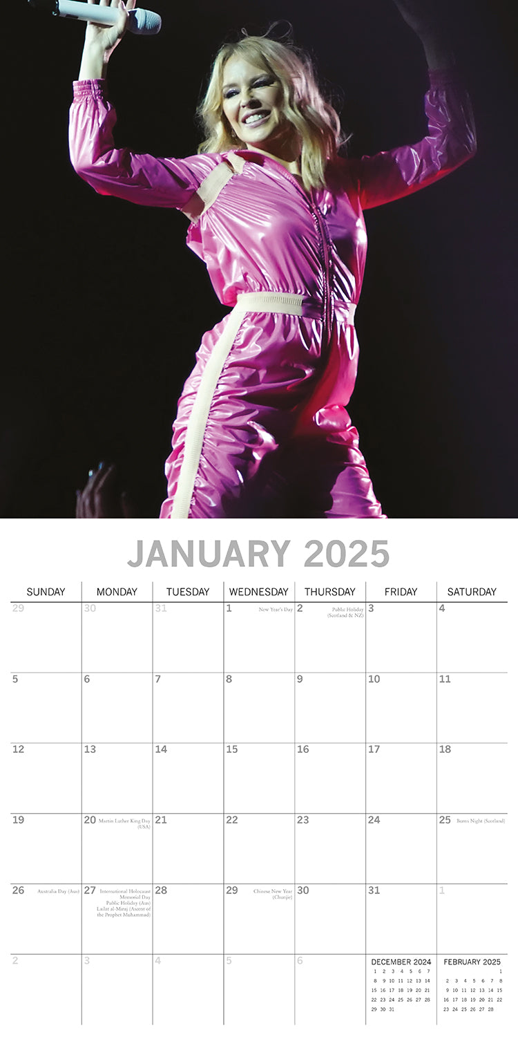 Kylie Minogue - 2025 Square Wall Calendar 16-Month Premium New Year Planner Gift