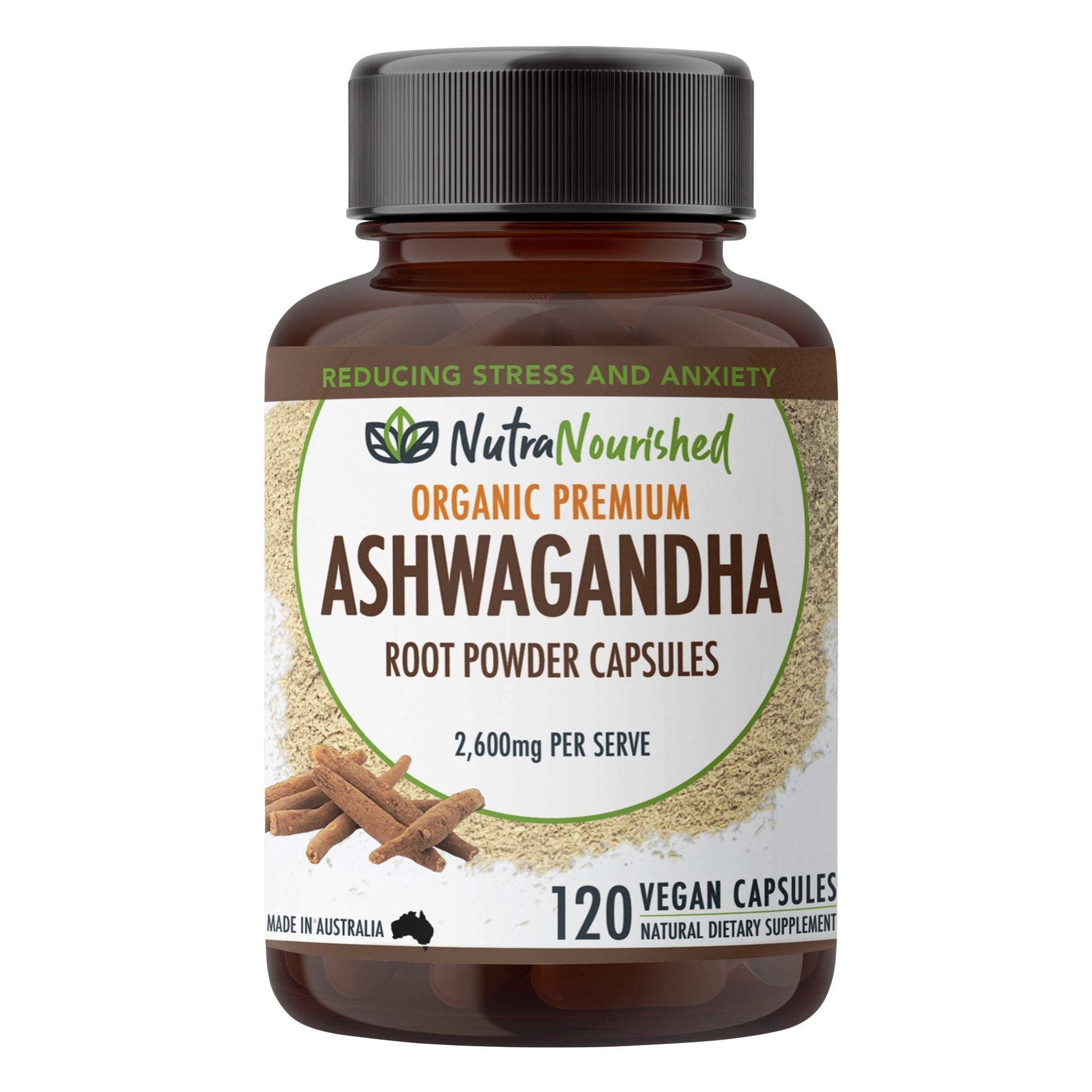 Organic Ashwagandha Capsules (vegan)- Withania Somnifera - 120 Vegan Capsules