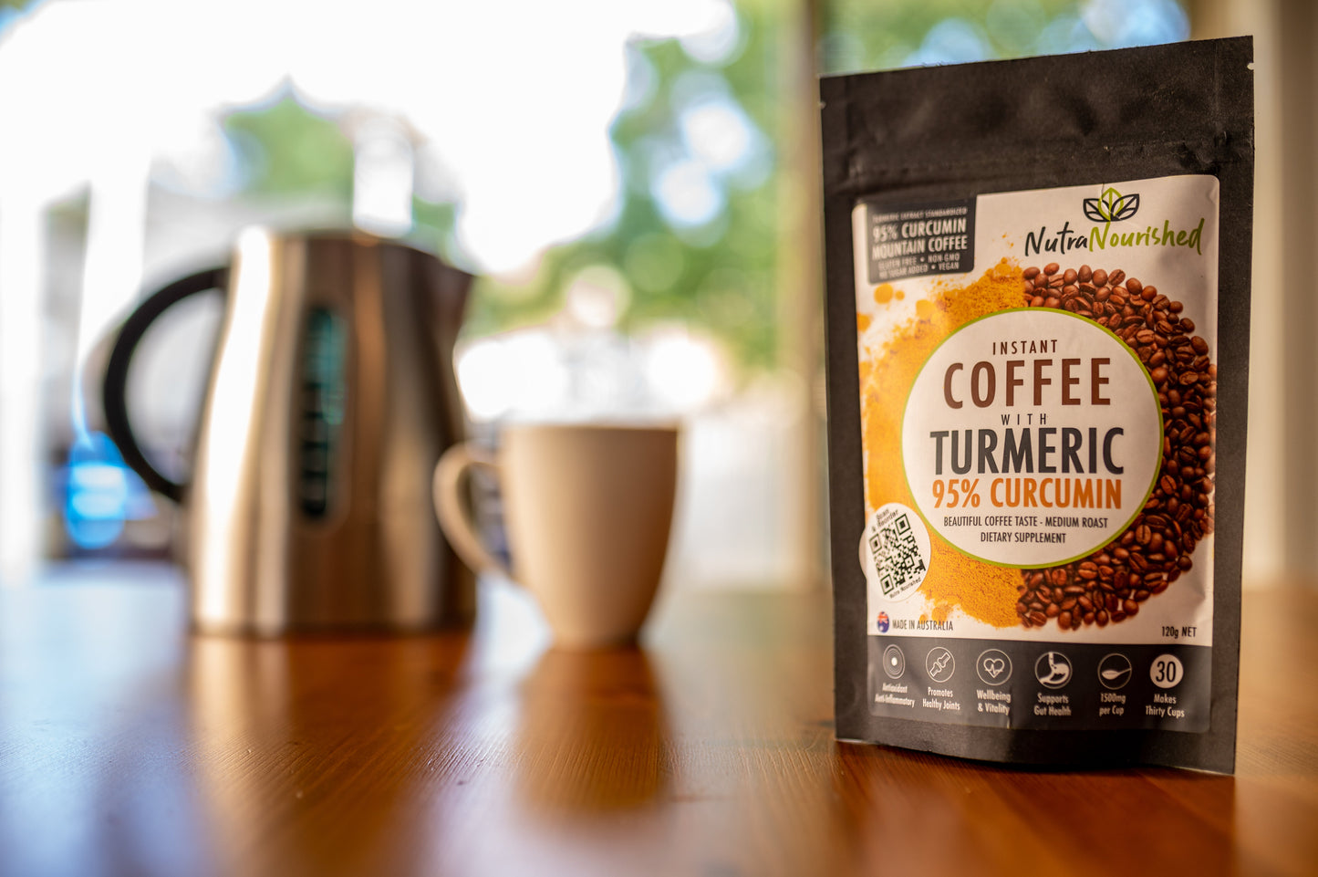 Instant Coffee with 95 percent Pure Organic Curcumin - Turmeric Extract Powder (1,000mg) - 120g