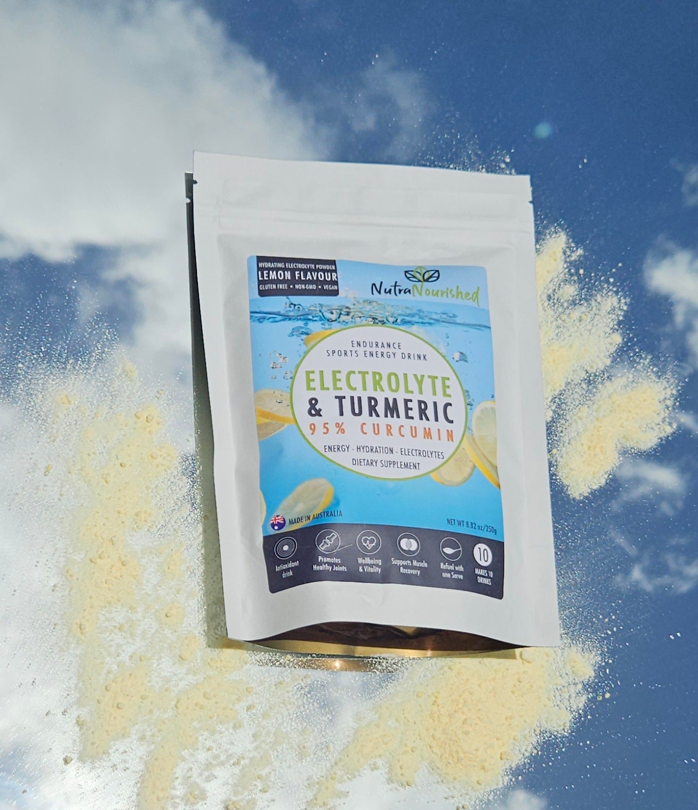 Electrolyte Powder & 95 percent Pure Organic Curcumin - Lemon Flavour, 250g