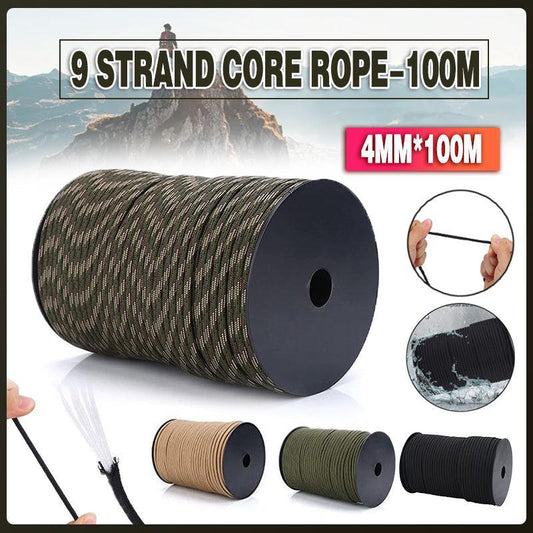 9 Strand Core Rope-100M 550 Paracord Parachute Cord Lanyard Mil Spec Type Iii - Khaki