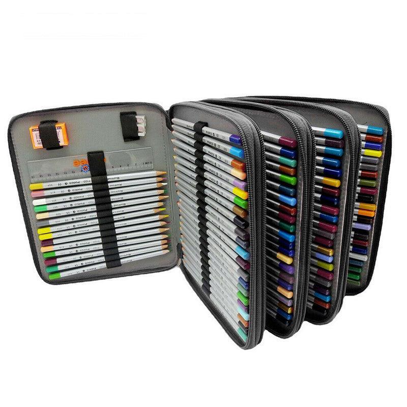 168 Slots Large Capacity Pencil Case Foldable Pen Bag Make Up Storage Organizer - Rose Red